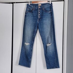 MOTHER Blue The Pixie Tomcat Crop Jeans